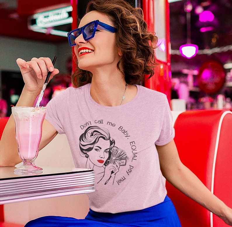 Womans Rights Retro Pink Lady Tee - Empower Your Voice for Equal Pay and Equal Rights - Pride Majic