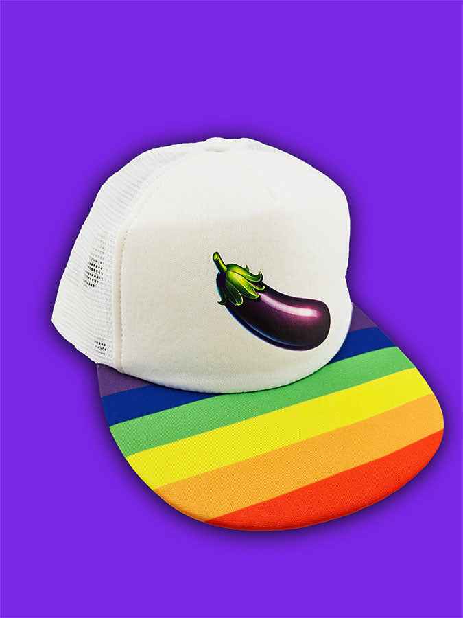Eggplant Emoji Trucker Hat β Playful, Bold, and Full of Pride ππ - Pride Majic