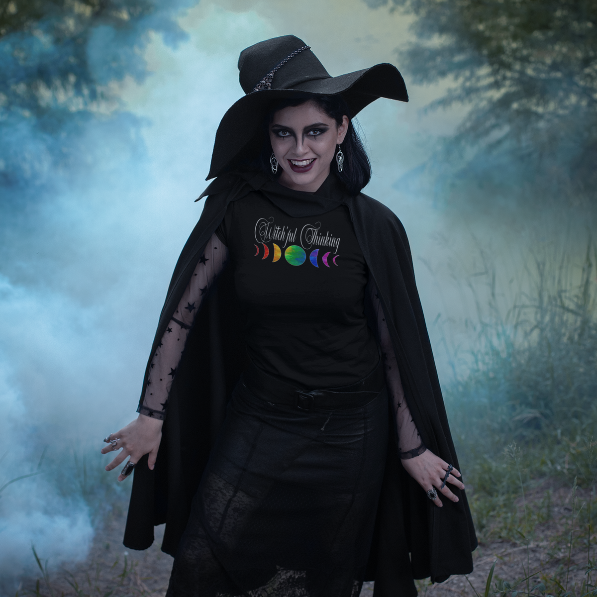 Witchful Thinking Rainbow Moon Phases Pride Tee for Magical Expression - Pride Majic