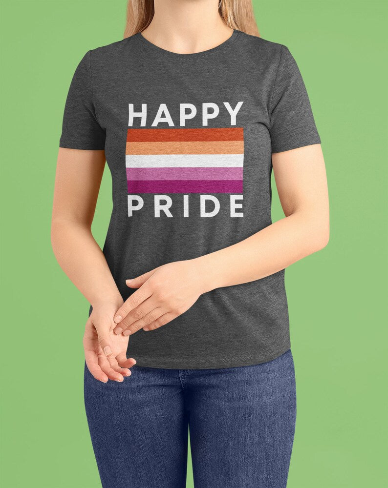Lesbian Flag Happy Pride – Tee & Tank