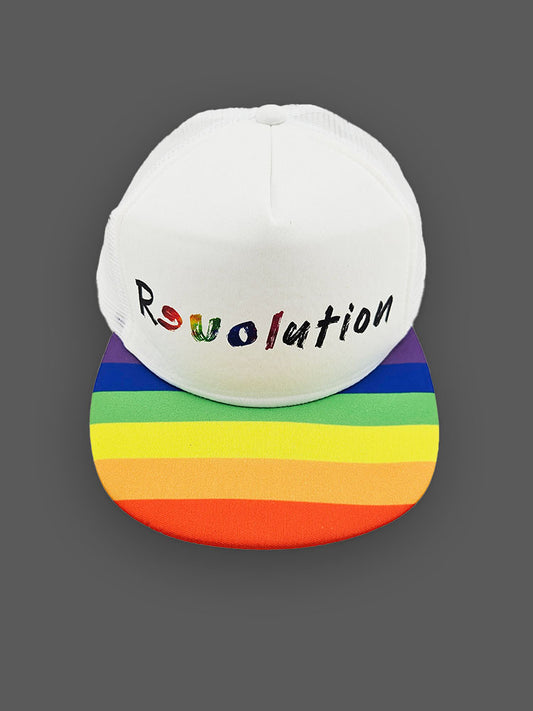 REVOLUTION LGBTQ+ Protest LGBTQ+ Trucker Hat – Rainbow Bill, Pride Protest Cap, Adjustable Snapback