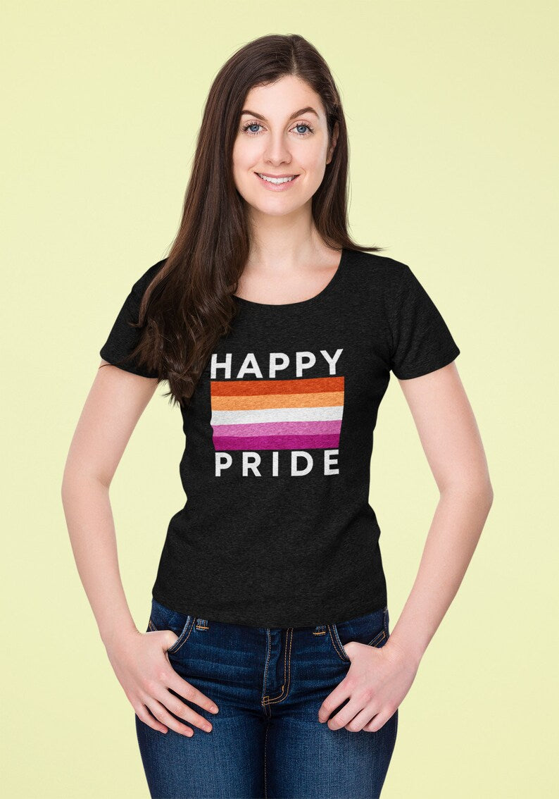 Lesbian Flag Happy Pride – Tee & Tank