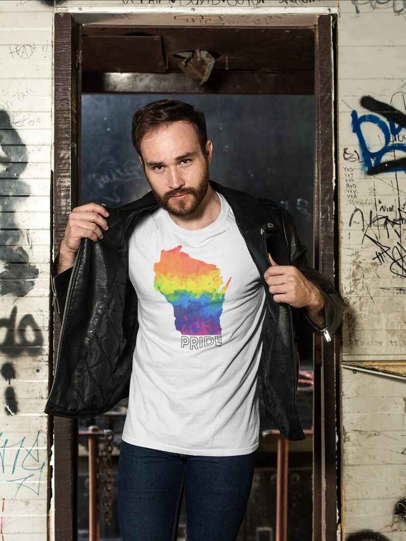 Wisconsin State Rainbow Pride Tee - Celebrate Love for Your State and Yourself - Pride Majic