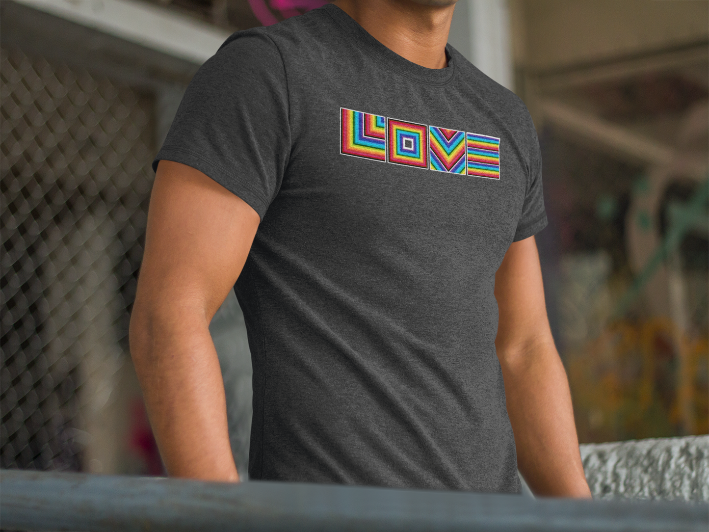 Geometric Rainbow LOVE T-Shirt - Bold, Beautiful, Inclusive Love Geometric Rainbow T-Shirt - Pride Majic
