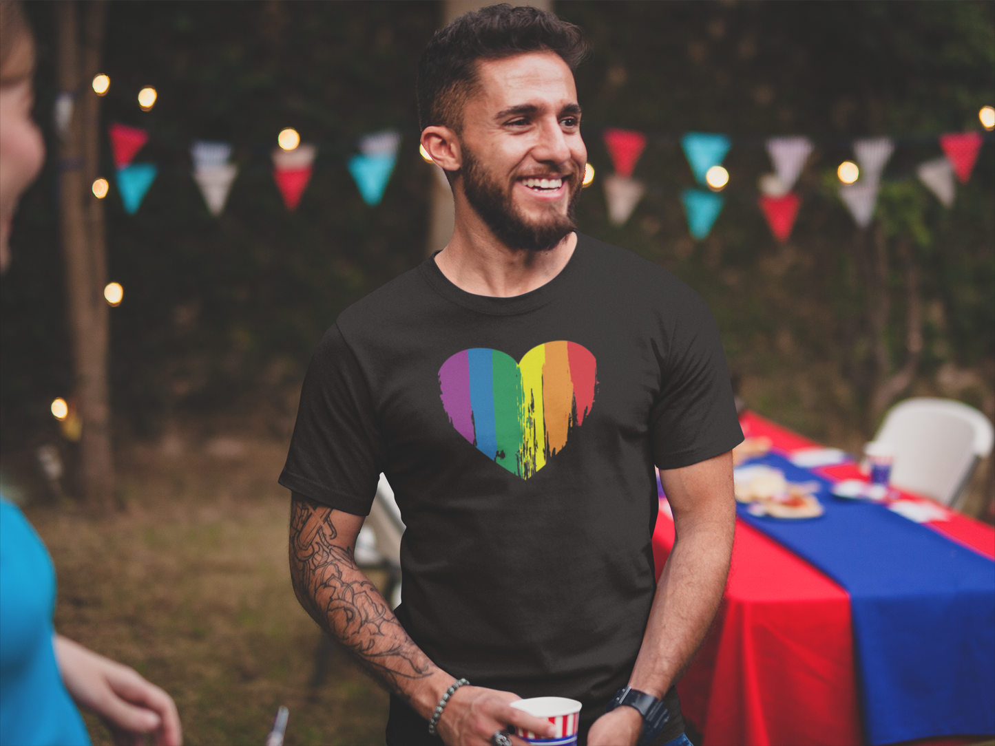 Rainbow Swatch Heart Painted Pride Tee - Embrace Love and Diversity - Pride Majic