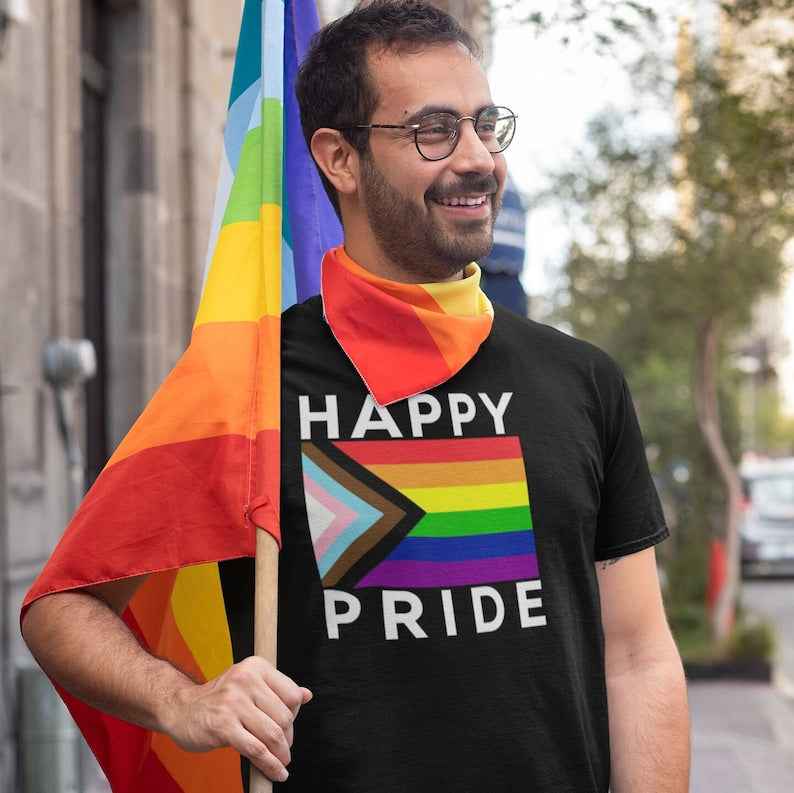 Progress Pride Flag Happy Pride Tee & Tank for Celebration - Pride Majic