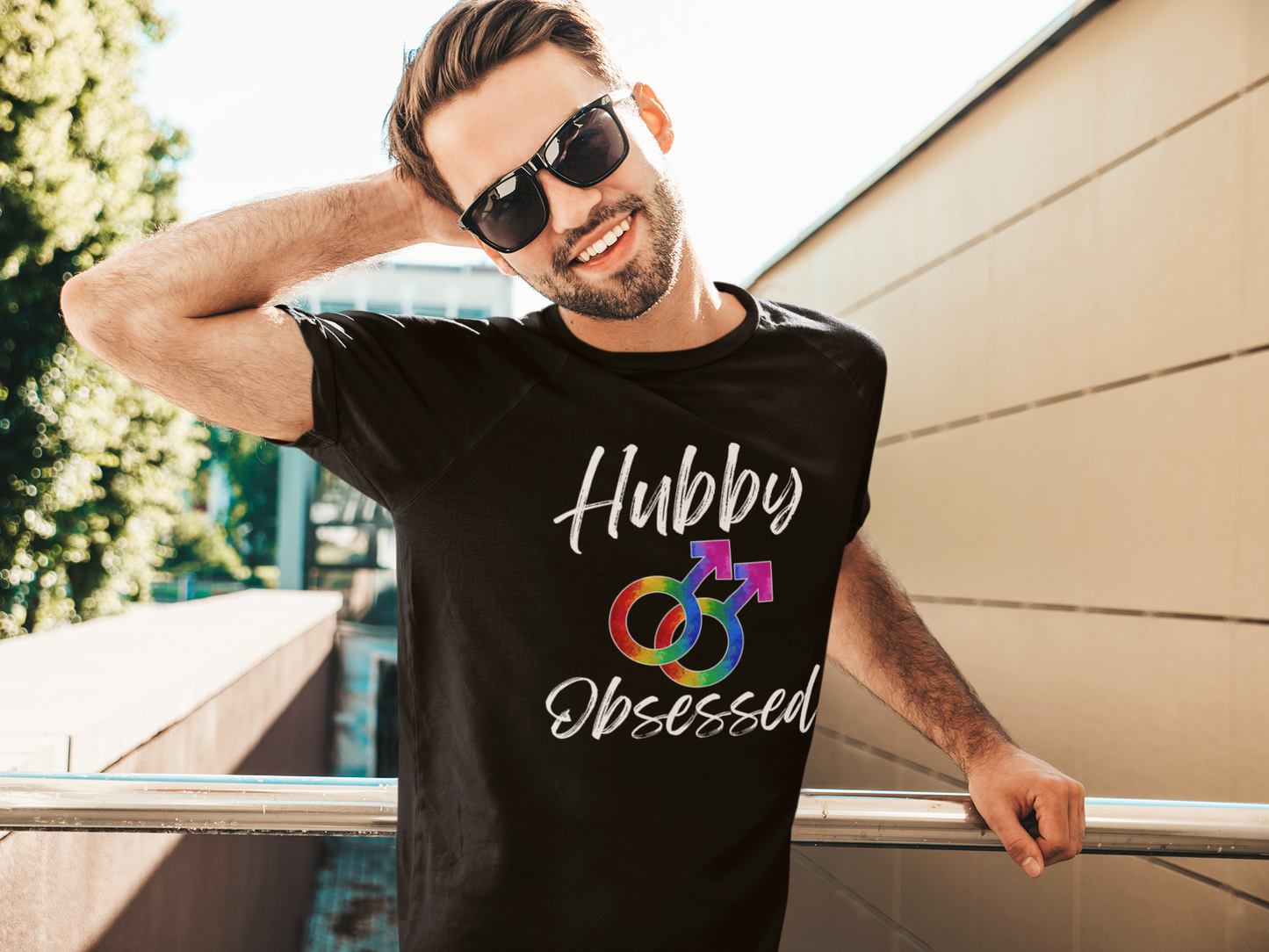 Hubby Obsessed Gay Pride Husband Tee - Perfect Shirt for LGBTQ Pride Month and Celebrating Gay Marriage - Pride Majic