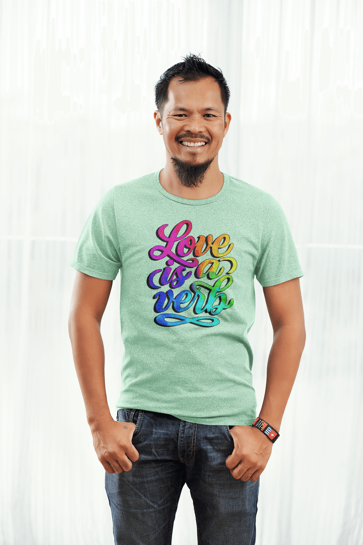 Love Is a Verb – Retro Psychedelic Pride Tee