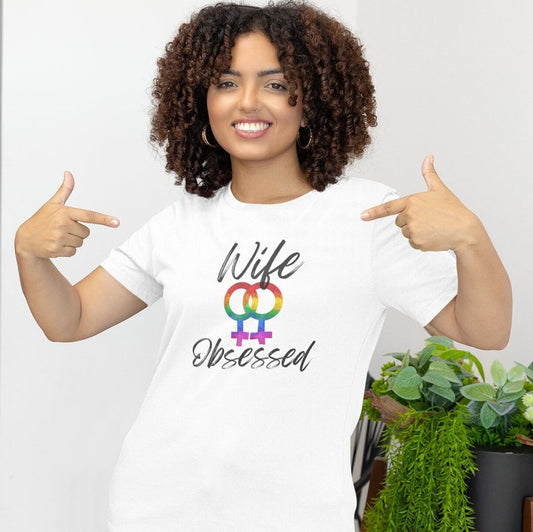 Wife Obsessed Pride Tee/Tank with  Dual Female gender symbol