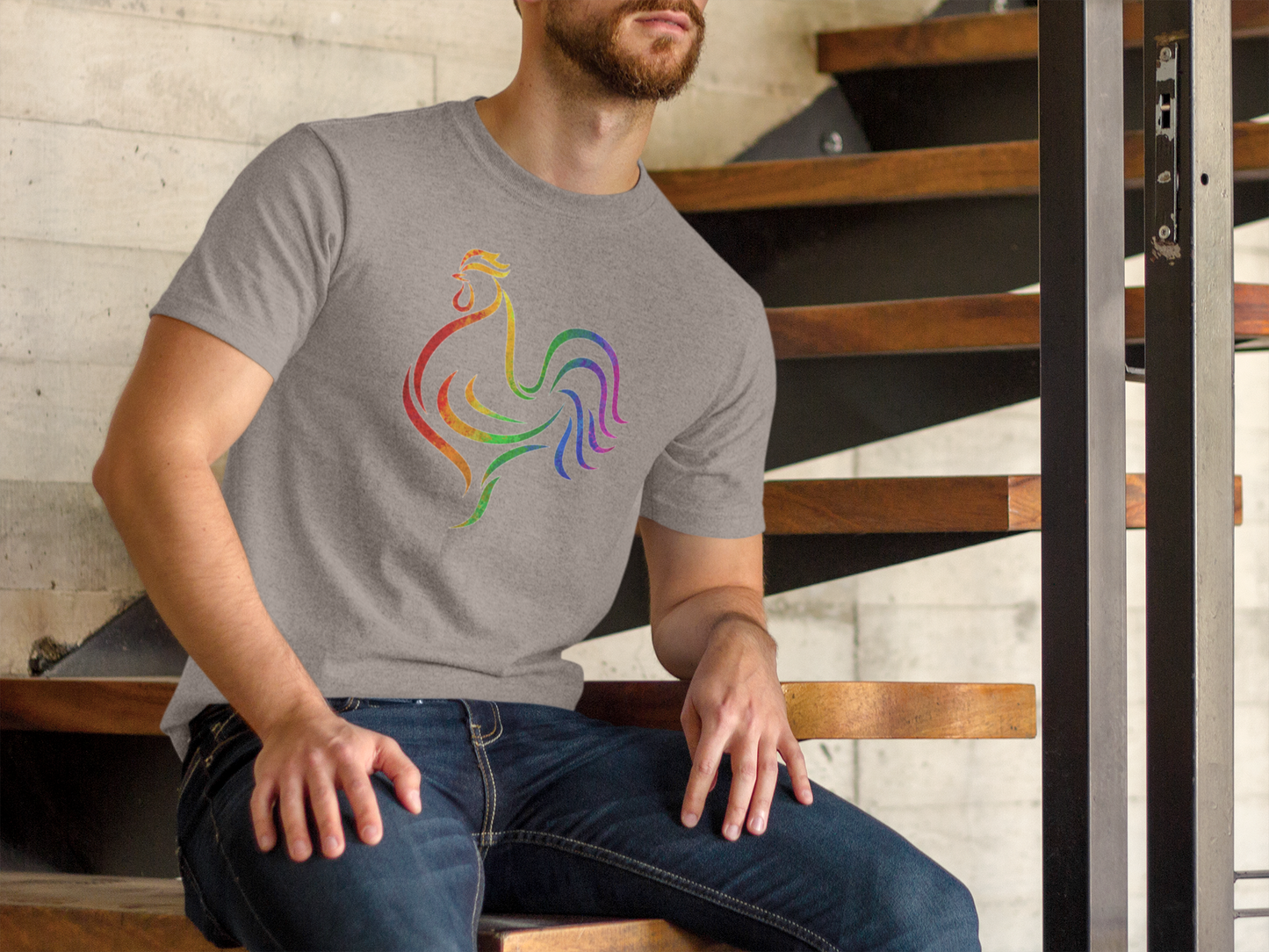 Rainbow Cock Tee Confident Country Charm for Bold Style - Pride Majic