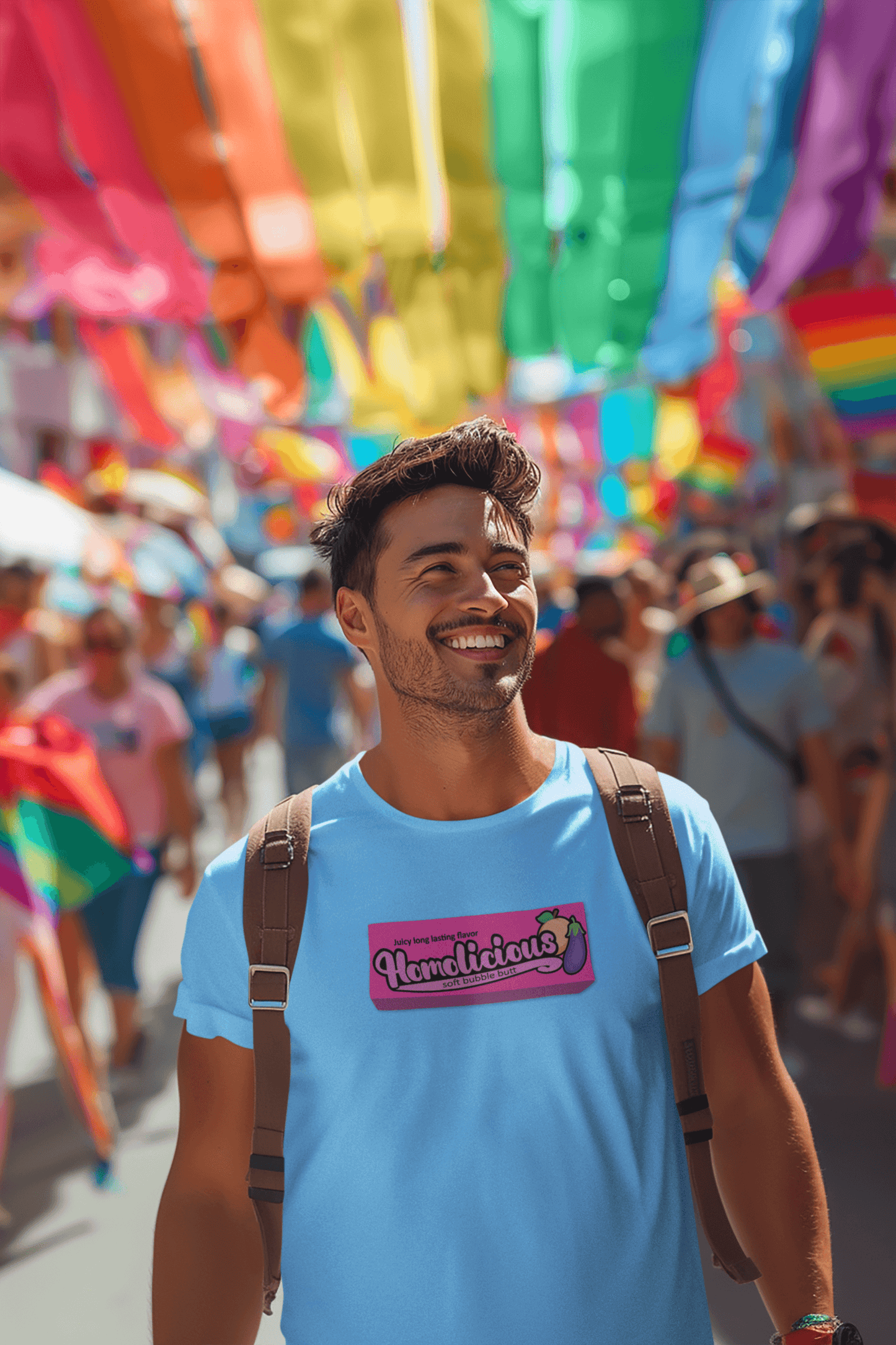 Homolicious Neon Blue T-Shirt – Bubblicious-Inspired Pride Tee