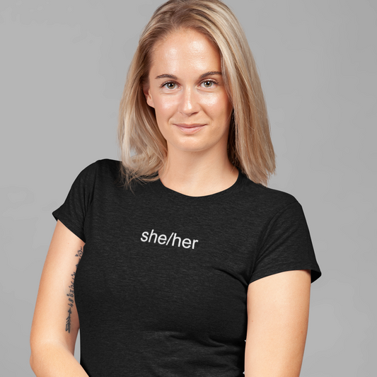 She Her Pronoun Pride Beyond Color Tee - Celebrate Inclusive Expression - Pride Majic