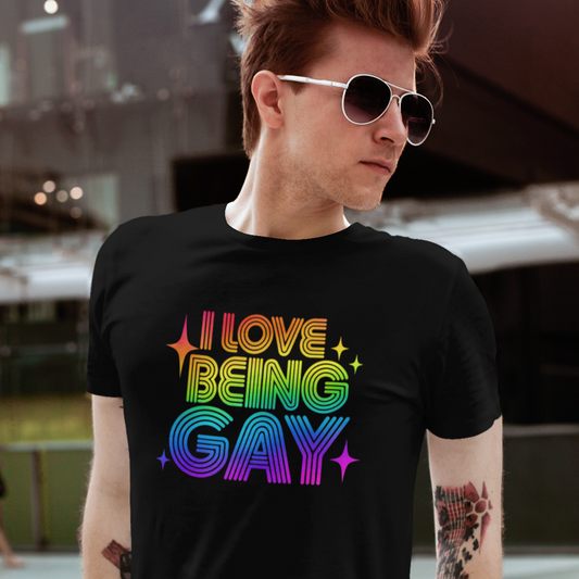 Love Being Gay Retro Rainbow Pride Tee