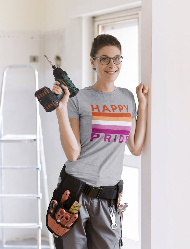 Lesbian Flag Happy Pride – Tee & Tank