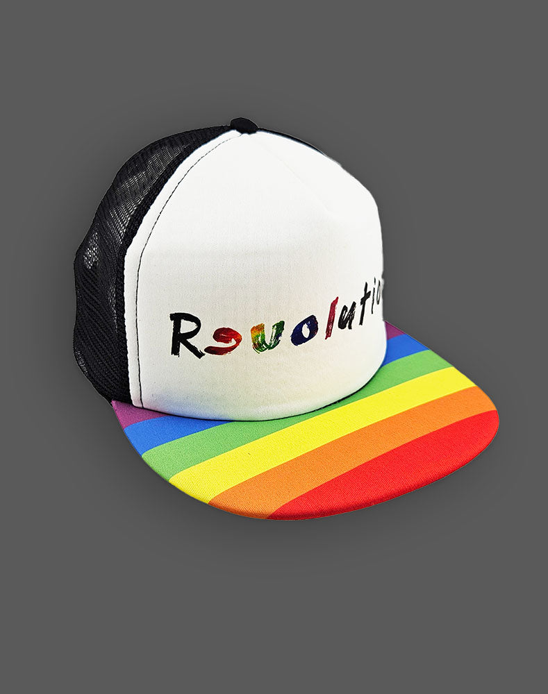REVOLUTION LGBTQ+ Protest LGBTQ+ Trucker Hat – Rainbow Bill, Pride Protest Cap, Adjustable Snapback