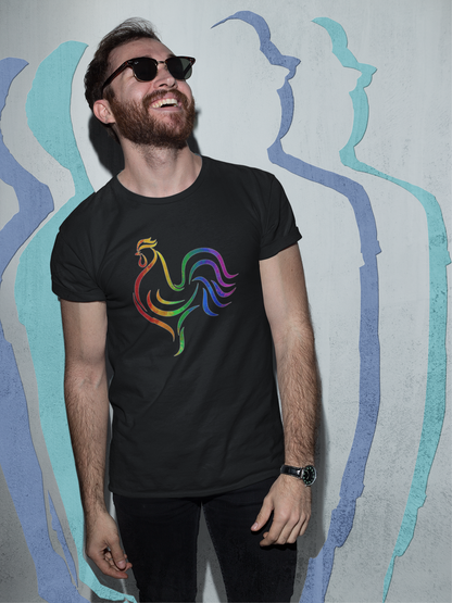Rainbow Cock Tee – Confidence with Country Charm