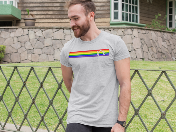 Rainbow Stripe 2Dudes Unity Logo Tee – Wear Your Dream, Live Your Truth
