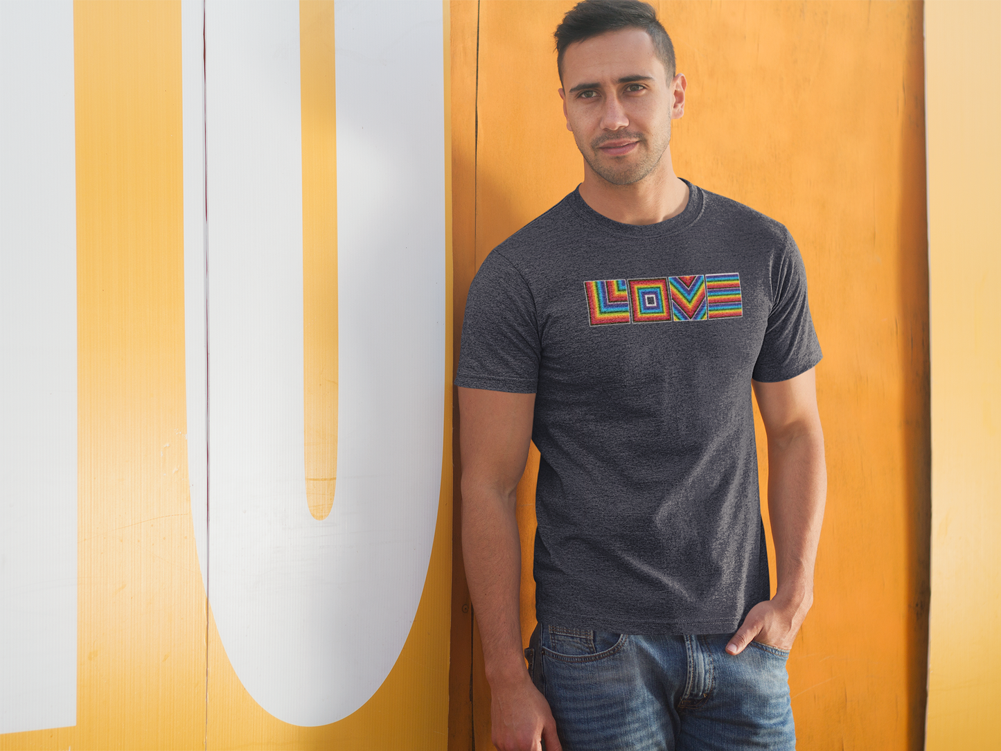 Geometric Rainbow LOVE T-Shirt – Bold, Beautiful, and Inclusive