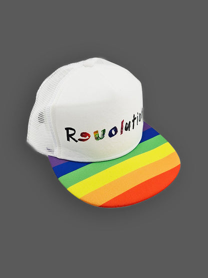 REVOLUTION LGBTQ+ Protest LGBTQ+ Trucker Hat – Rainbow Bill, Pride Protest Cap, Adjustable Snapback