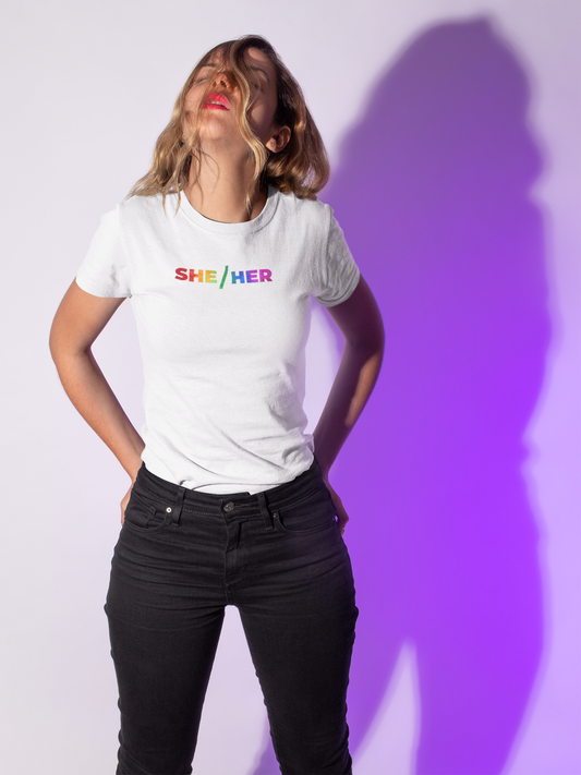 She/Her Pronoun T-Shirt – Wear Your Pride Boldly!