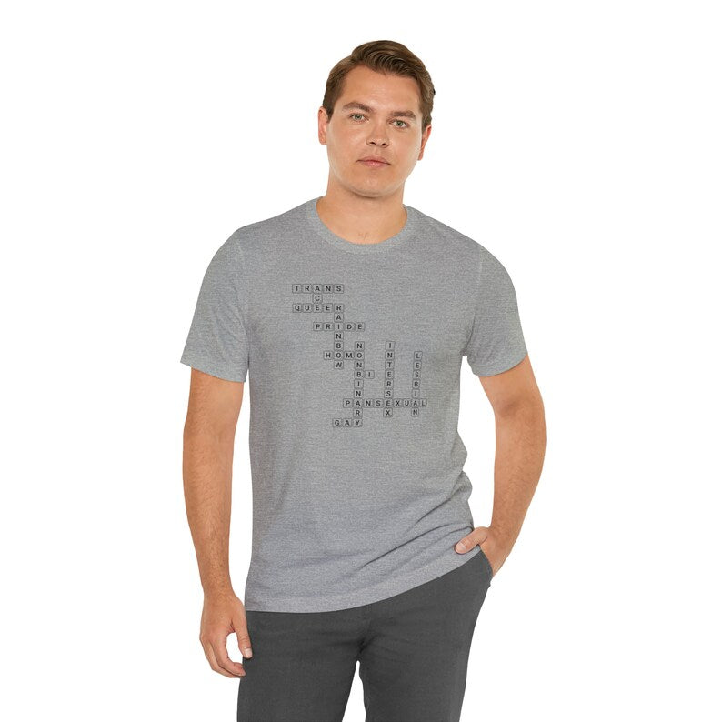 LGBTQIA Scrabble T-Shirt, gaymer, Pride Shirts, Gamer, gay, Trans, Queer, Lesbian, BI, nonbinary, Ace, Pride, Gay Pride, LGBTQ, Pride Month