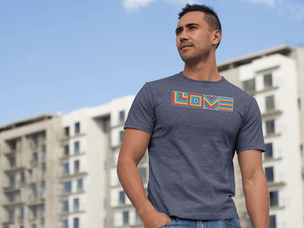 Geometric Rainbow LOVE T-Shirt - Bold, Beautiful, Inclusive Love Geometric Rainbow T-Shirt