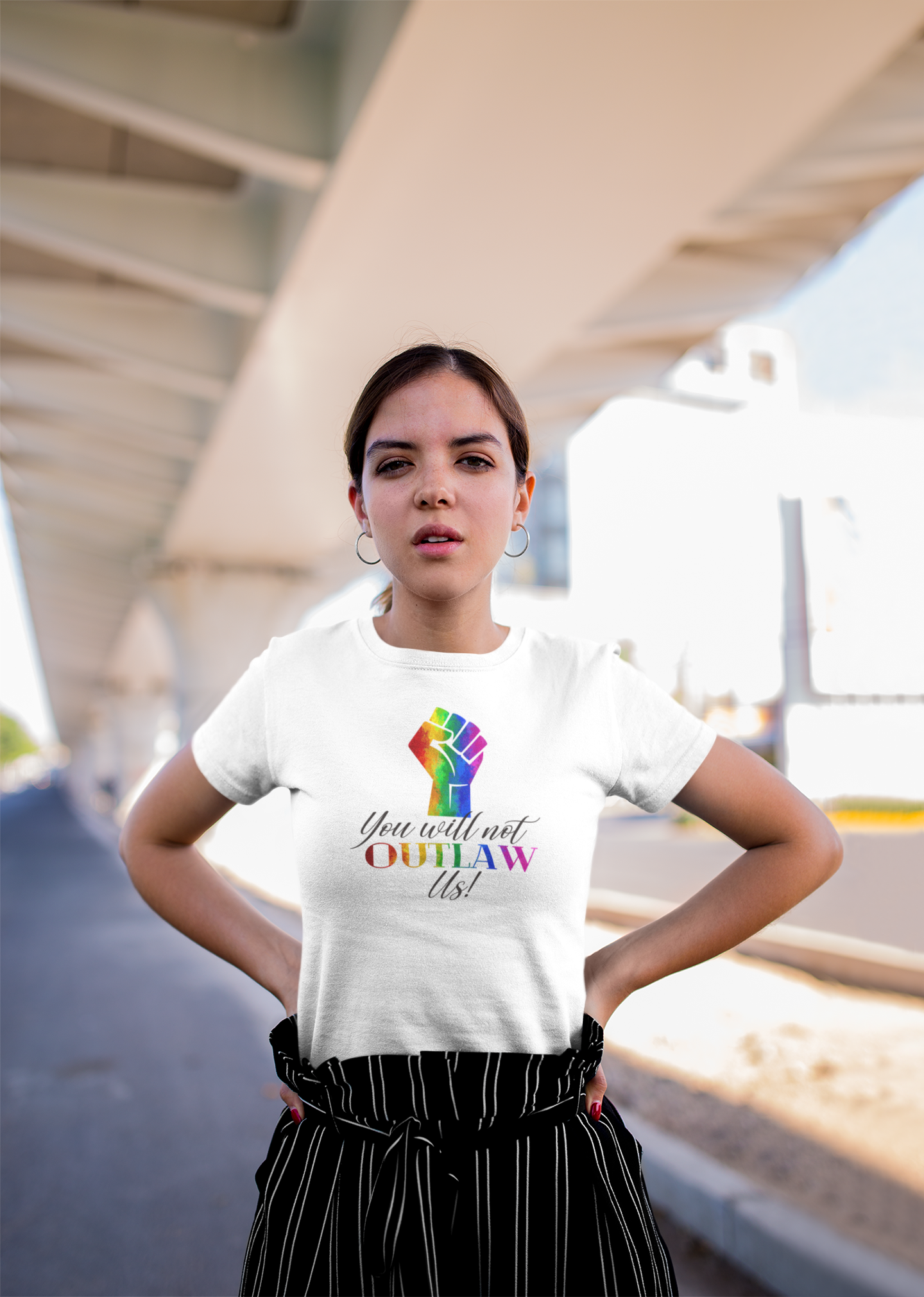 You Will Not OUTLAW Us! Rainbow Fist Pride T-Shirt – Stand Up, Stand Proud