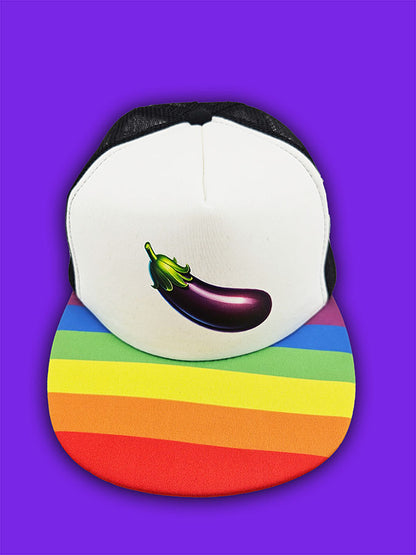 Eggplant Emoji Trucker Hat – Playful, Bold, and Full of Pride 🍆🌈