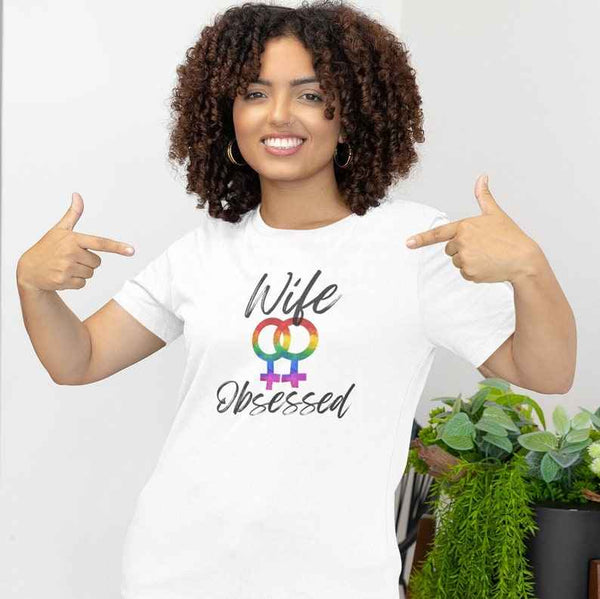 Wife Obsessed Lesbian Pride Tee Dual Female gender symbol