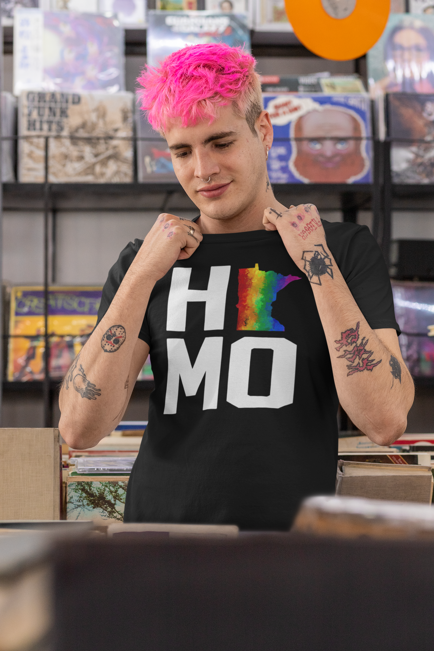HOMO Minnesota Pride Tee – Bold Identity, Local Love 🏳️‍🌈🧡💜