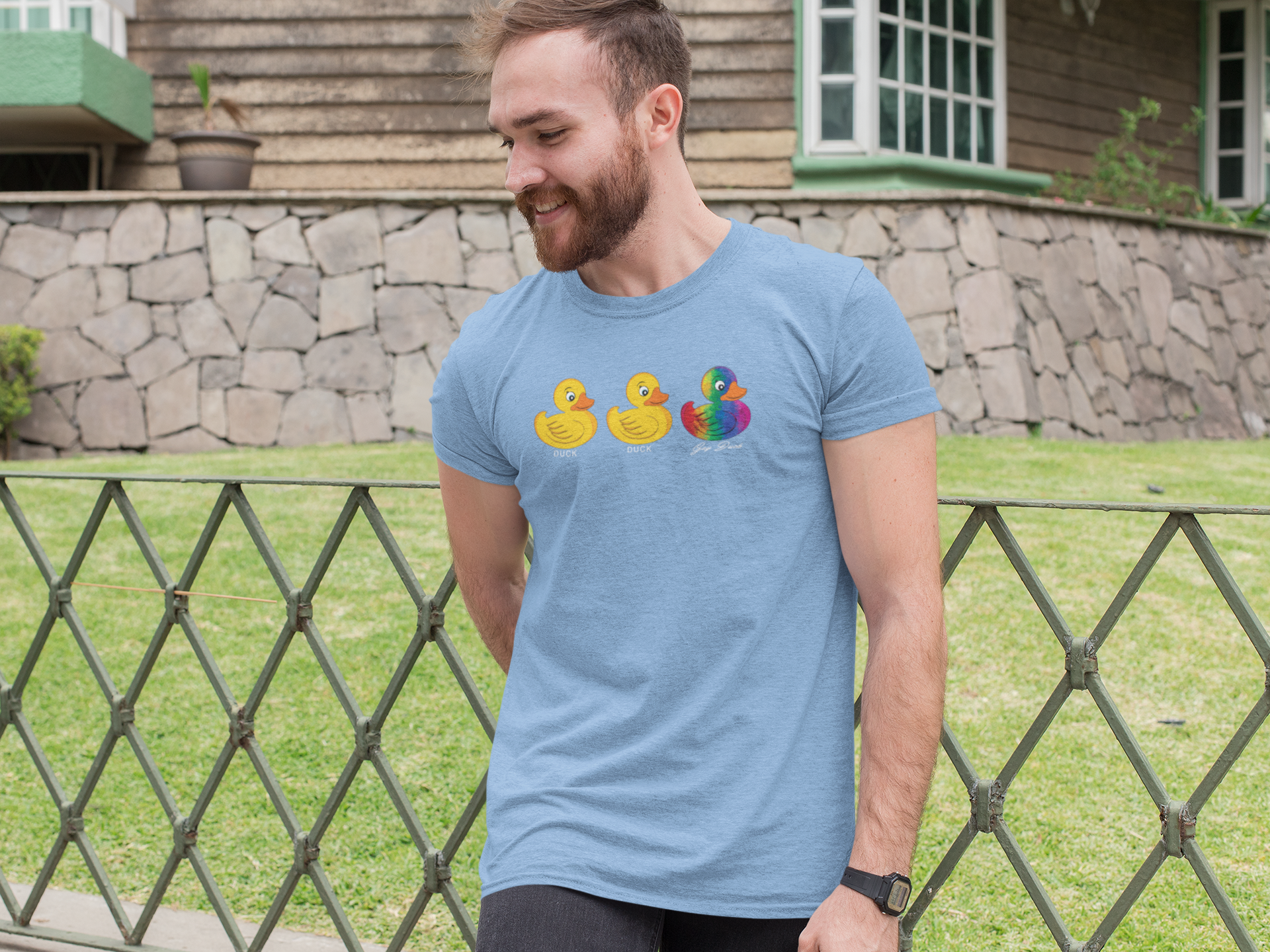 Duck, Duck, Gay Duck LGBTQ Pride T-Shirt – Fun & Playful