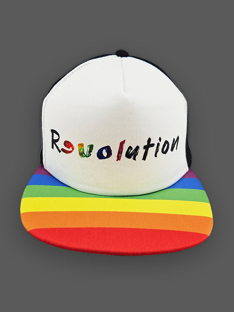 REVOLUTION LGBTQ+ Protest LGBTQ+ Trucker Hat – Rainbow Bill, Pride Protest Cap, Adjustable Snapback