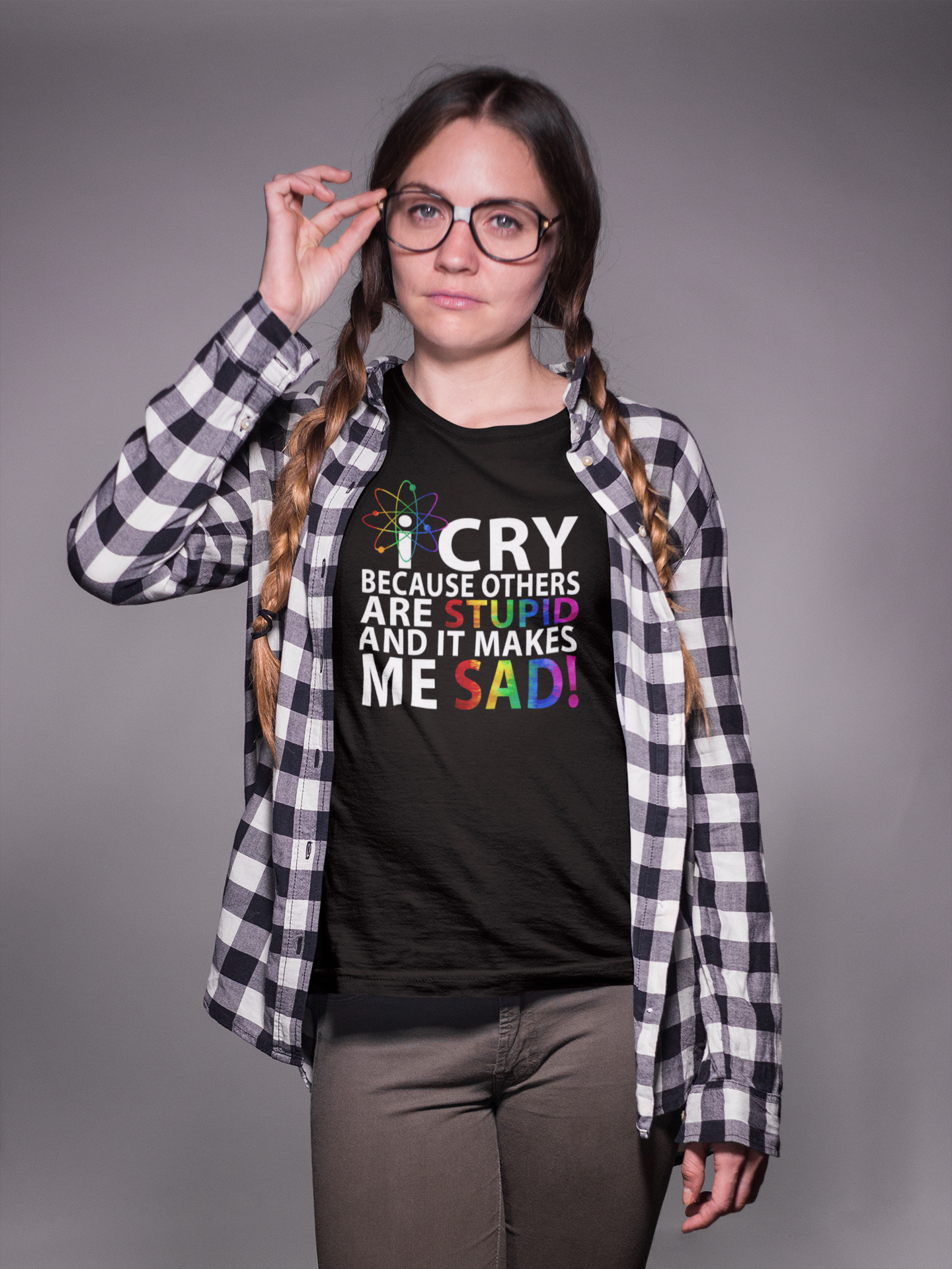 I Cry Because Others Are Stupid and it Makes Me Sad Big Bang Atom Tshirt