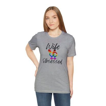Wife Obsessed Pride Tee. Featuring the non-binary female gender symbol