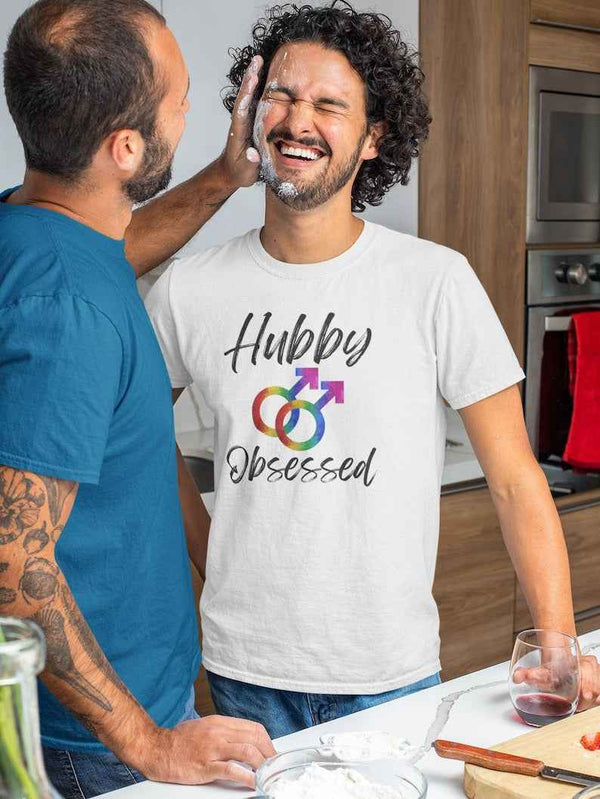 Hubby Obsessed Gay Pride Husband Tee - Perfect Shirt for LGBTQ Pride Month and Celebrating Gay Marriage