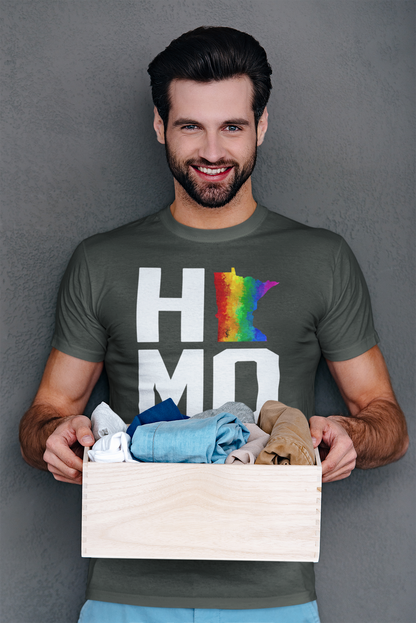 HOMO Minnesota Pride Tee – Bold Identity, Local Love 🏳️‍🌈🧡💜