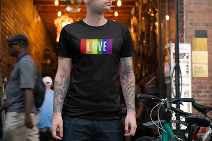 Rainbow LOVE Block T-Shirt – Wear Your Pride Boldly!
