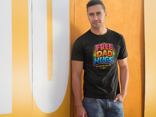 Free Dad Hugs Rainbow Pride Tee – Embrace Love and Acceptance with No Conditions