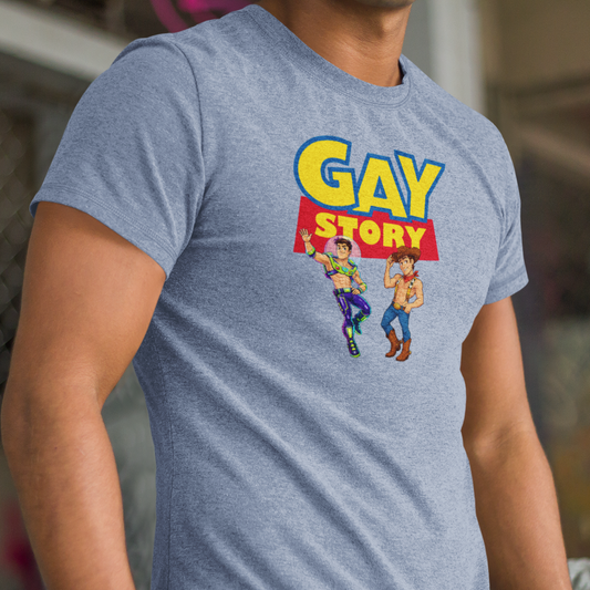Gay Story Space Hero Cowboy Tee - Shirtless Sci-Fi + Western Himbo Shirt for Campy Pride Outfits